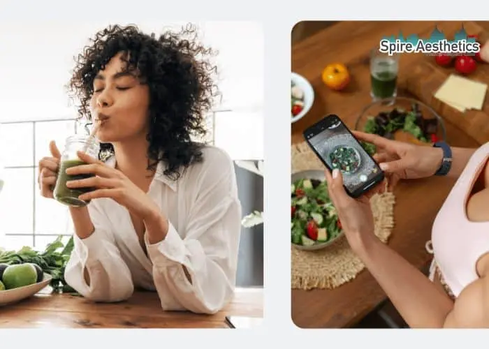 Image of woman looking into her diet and fat freezing Portsmouth to improve her health